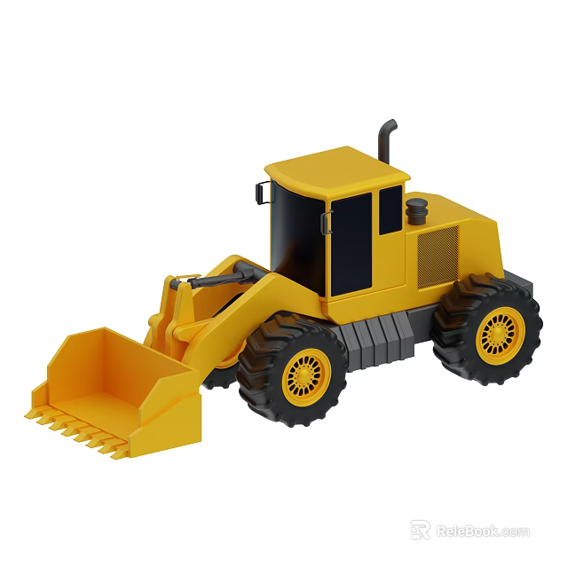 Yellow Construction Loader With Front Bucket Black Tires And Heavy Duty Design 3d model 