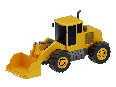 Yellow Construction Loader With Front Bucket Black Tires And Heavy Duty Design 3d model