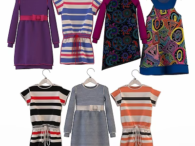 Colorful Kids Clothing With Stylish Dresses Striped Tops Floral Patterns And Trendy Designs 3d model