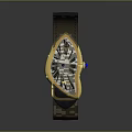 Stylish Gold Case Watch Featuring White Dial Black Roman Numerals Brown Leather Strap With Stitching