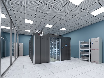 server room network equipment weak current box server cabinet database information center 3d model