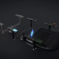 Modern Leisure Chair with Carbon Fiber Structure Adjustable Armrests and Side Trays
