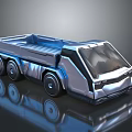 Futuristic Truck With Metallic Finish Six Wheels Sleek Exterior And Open Cargo Bed