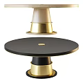 Elegant Modern Round Dining Table With Black Tabletop And Gold Metal Base 3d model