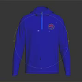 Blue Long Sleeve Hooded Sweatshirt With Front Zipper And Logo Design