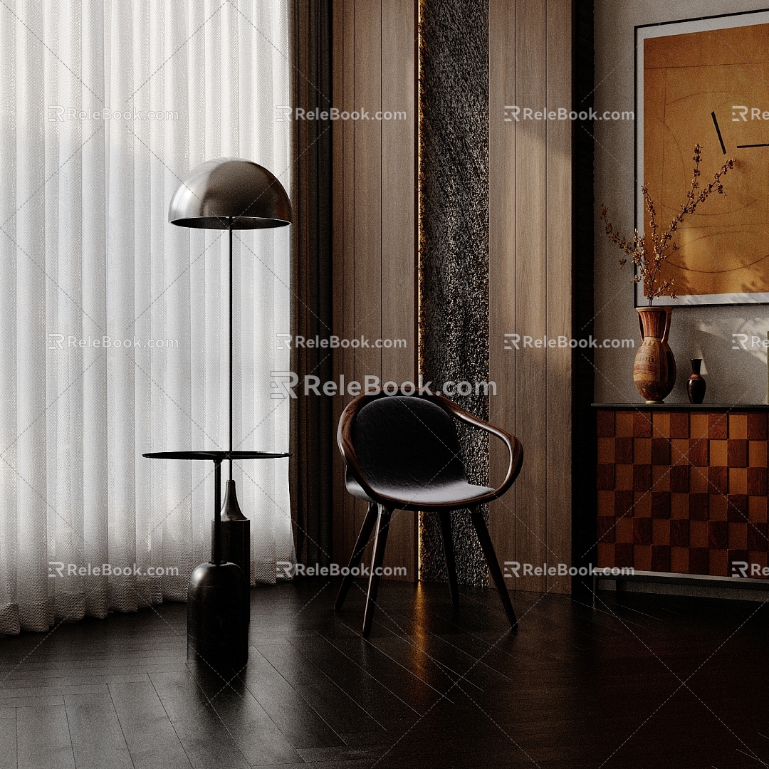 Modern Leisure Chair Side Table Floor Lamp Leisure Chair 3d model