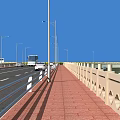 Beautiful Yangquan Bridge Over River with Road Vehicles and Green Surroundings