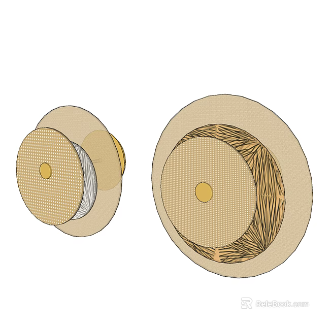 Modern Round Wall Light Design With Woven Texture And Beige Brown Finish 3d model 