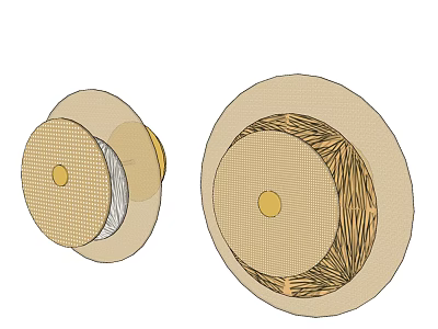 Modern Round Wall Light Design With Woven Texture And Beige Brown Finish 3d model