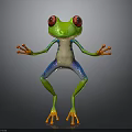 Vibrant Colored Frog with Red Eyes Green Body Blue Legs and Orange Toes