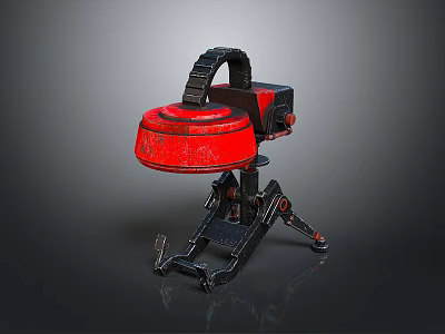 Industrial Sci Fi Game Movie Character With Red Top Track And Tripod Base 3d model