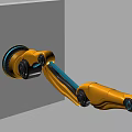 Golden Industrial Robotic Arm With Joints Structure 3d model