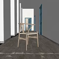 Wooden Accent Chair With Curved Armrests For Modern Indoor Living Space
