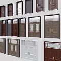 Various Security Doors with Modern Designs Glass Inserts and Decorative Details 3d model