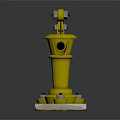 Vibrant Yellow Manual Water Pump With Sturdy White Base And Metal Parts