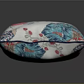 Decorative Pillow With Pink Flowers Blue Leaves And White Background Design