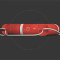 Red Lifebuoy With White Stripes And Attached Rope For Safety Equipment
