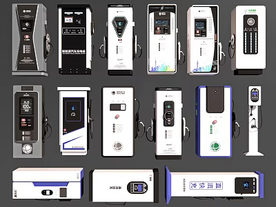 Public Electric Vehicle Chargers Various Types And Designs For Public Facilities 3d model