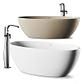 Modern Beige and White Freestanding Bathtubs Featuring Chrome Faucet and Sleek Design