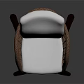 Modern Design Wicker Leisure Chair With White Cushion And Dark Wooden Legs