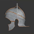 Ancient Roman Weapon Helmet with Metal Construction Copper Accents Riveted Design and Cheek Guards
