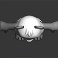 Cartoon Panda Character 3D Model With Big Eyes Standing Pose In Black And White