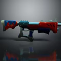 Vibrant Modern Weapon Featuring Red Blue Black Color Scheme and Sleek Design