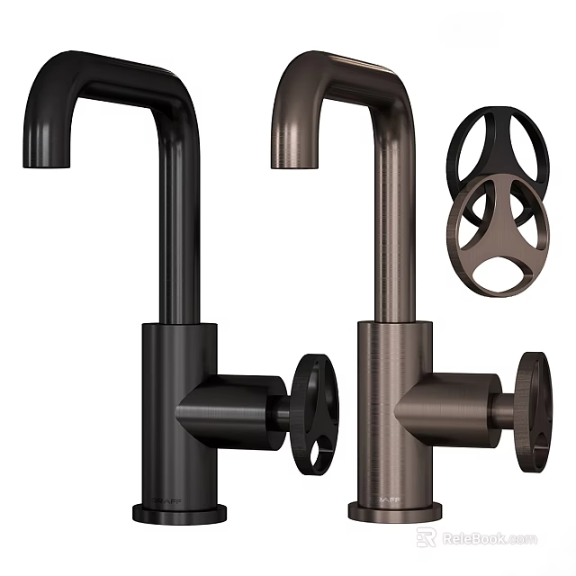 Modern Wash Basin Faucets In Black And Bronze Metal Design With Contemporary Handles 3d model 