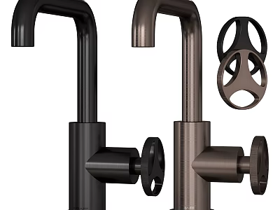 Modern Wash Basin Faucets In Black And Bronze Metal Design With Contemporary Handles 3d model