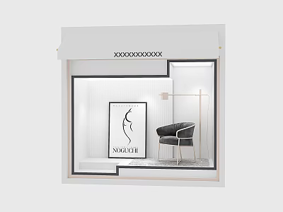 Minimalist Modern Wall Design With Artwork Armchair And Floor Lamp 3d model