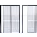 Modern Glass Doors With Black Frames And Transparent Panel Design 3d model