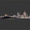 Modern City Model Aerial View With Red Rooftops Dense Buildings River And Landmark Structure