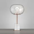Stylish Modern Table Lamps With Transparent Glass Shades And Marble Metal Bases