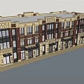 Multi Story Commercial Complex With Red Brick Facade And Large Windows 3d model