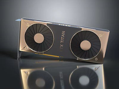 RTX Graphics Card with Dual Fans and Golden Metal Design for Gaming Performance 3d model