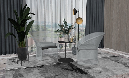 Modern leisure table and chair combination leisure chair 3d model