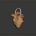 Golden Metallic Heart With Intricate Pipe Structures And Silver Padlock Design Details