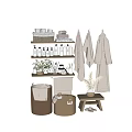 Natural Washing Daily Essentials With Towels Shelves Storage And Decor