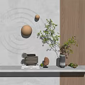 New Chinese Style Ornaments Combination Book Vase Ornaments 3d model