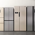 Modern Refrigerators In Various Styles And Colors With Sleek Design Displayed 3d model