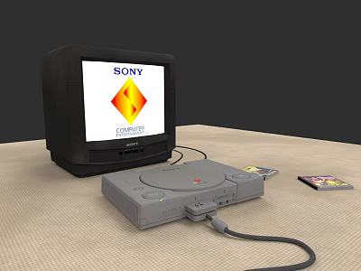 Retro PlayStation game console TV Sony PS1 3d model