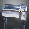Stainless Steel Food Serving Station With Multiple Compartments And Storage Cabinet