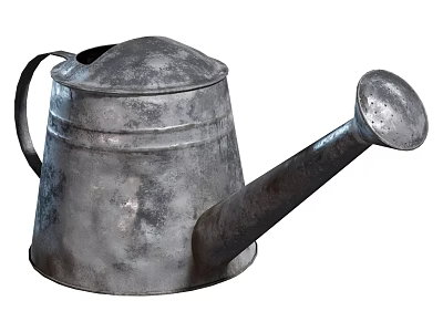 Vintage Metal Watering Can With Long Spout Handle And Lid Design 3d model