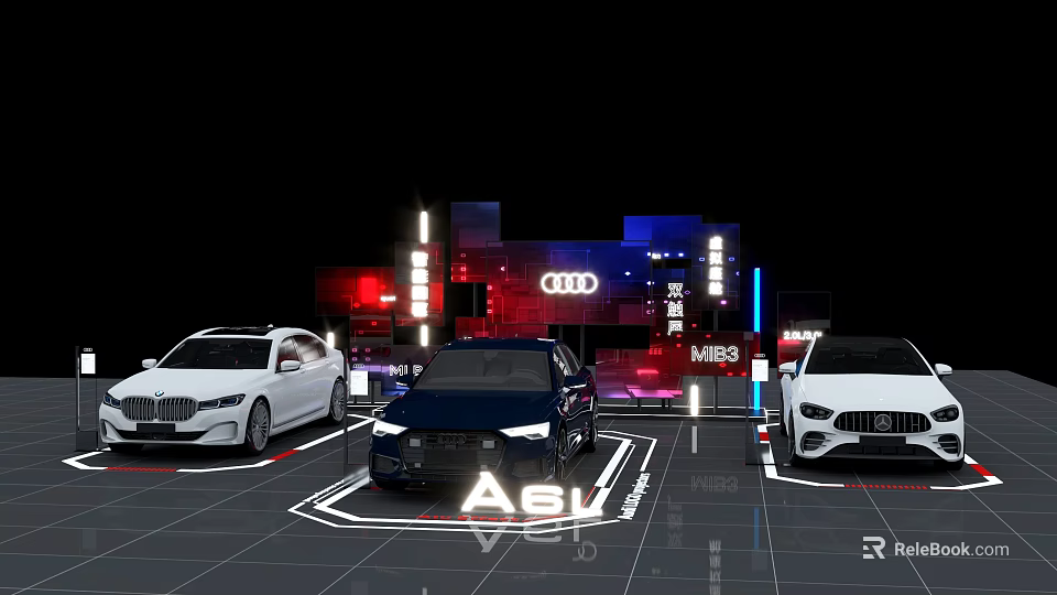 Beijing Auto Show Exhibition Featuring Audi BMW Mercedes Car Models at W1B3 3d model 