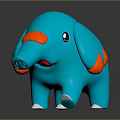 Cute Blue Elephant Toy With Orange Ears Nose Tip And White Feet Design