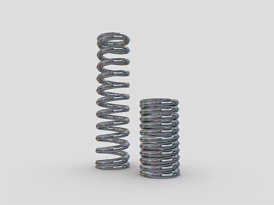 Two Metal Coiled Springs With Different Sizes And Steel Material 3d model