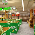 Supermarket Grocery Fresh Produce Section With Vegetables Fruits And Shelves
