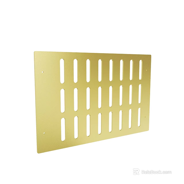 Golden Metal Panel With Rectangular Holes For Home Decor And Functional Use 3d model