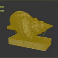 Marine Conch Animal Shell Displayed On White Base With Textured Surface And Natural Patterns 3d model