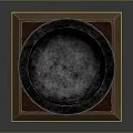 Textured Black Bowl Positioned On Decorative Wooden Base With Red Brown Details